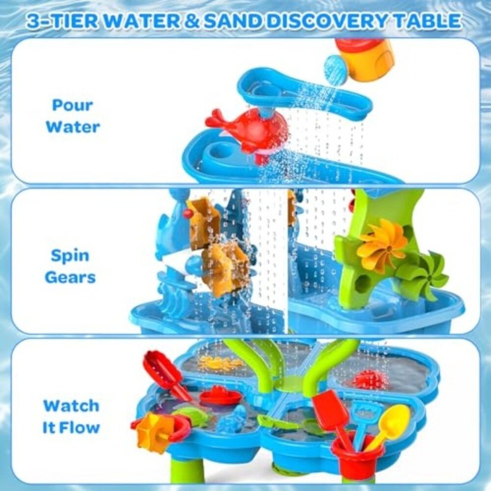 Water Sand Table for Toddler Kids - 4-Tier Multifunctional Summer Toys,Outdoor B - Picture 4 of 8